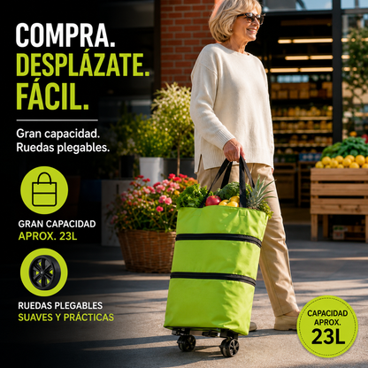 Bolso Feria Plegable Con Ruedas | 2 en 1