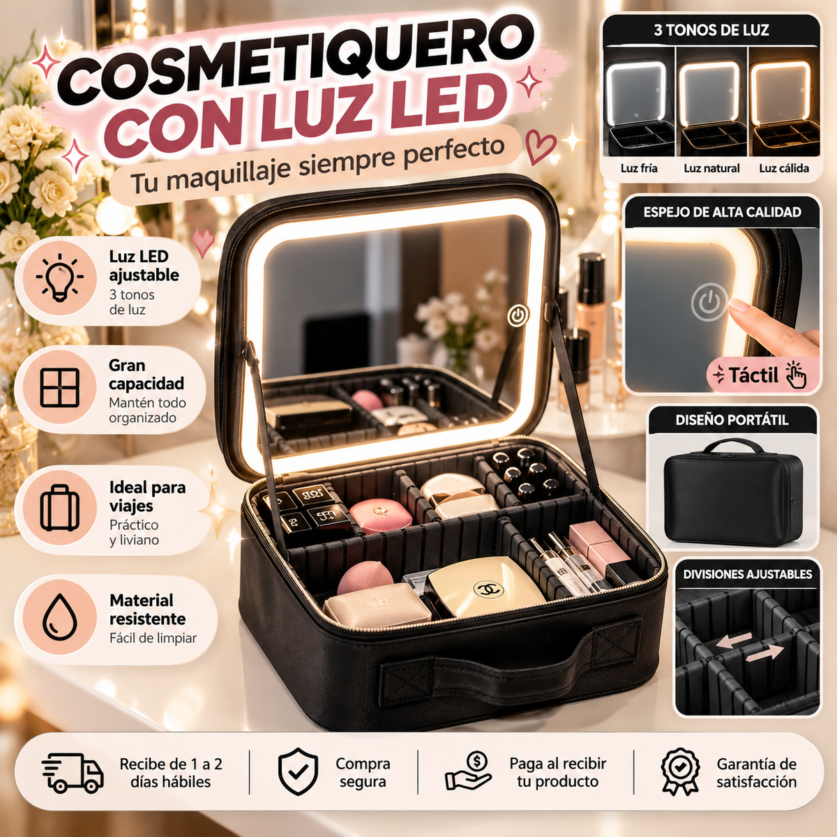 Cosmetiquero con luz Led Tiniix g5