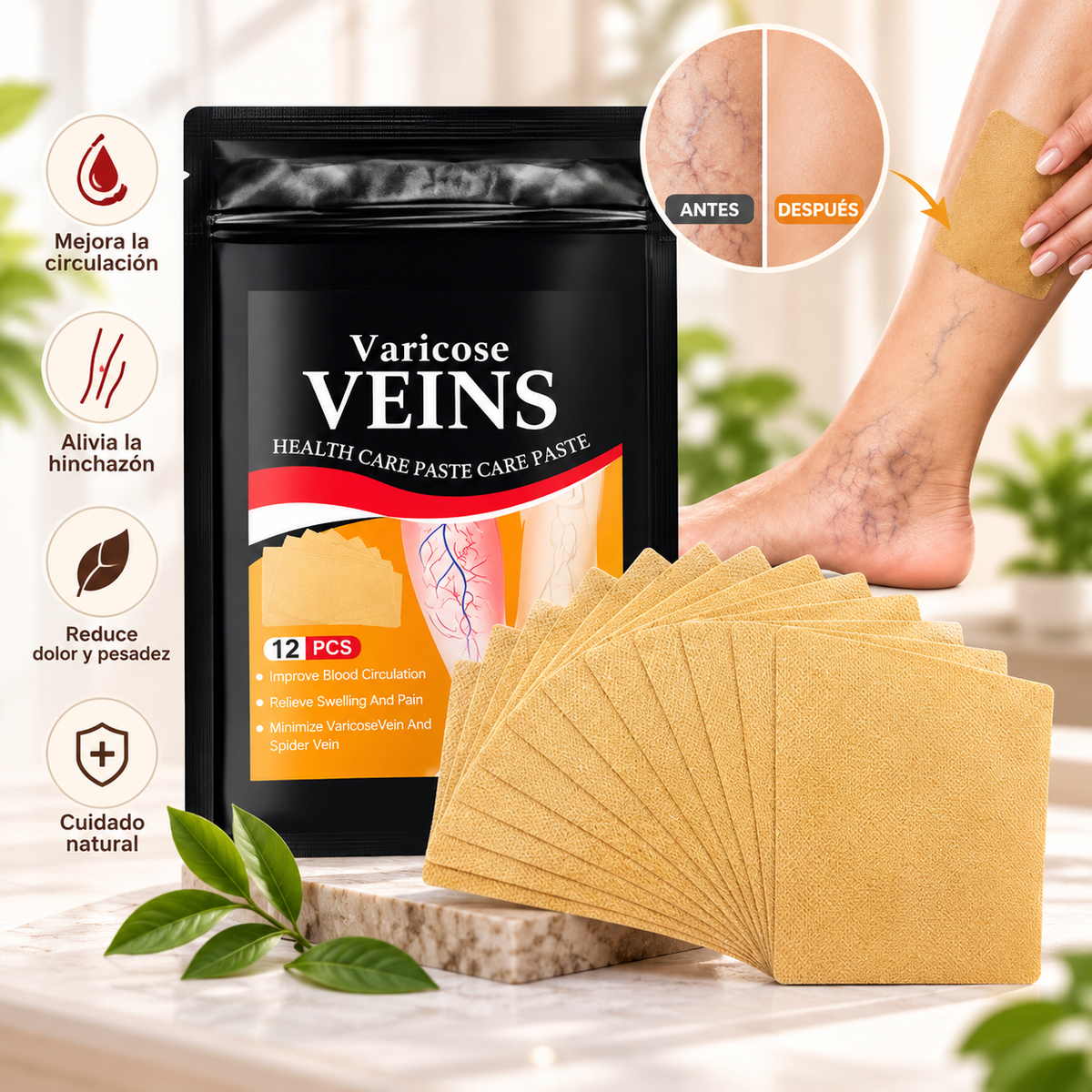 30 Parches Varicose Para Varices, Favorece La Circulación Sanguínea