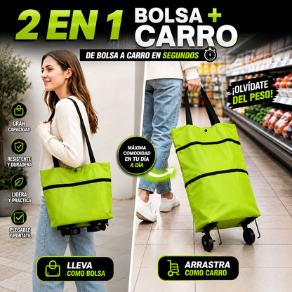 Bolso Feria Plegable Con Ruedas | 2 en 1